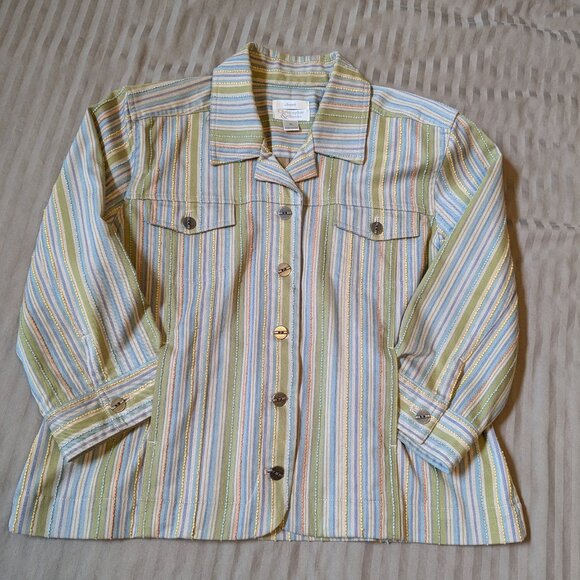 Christopher & Banks Jacket in Multi Color Stripes and Textures - Picture 1 of 10